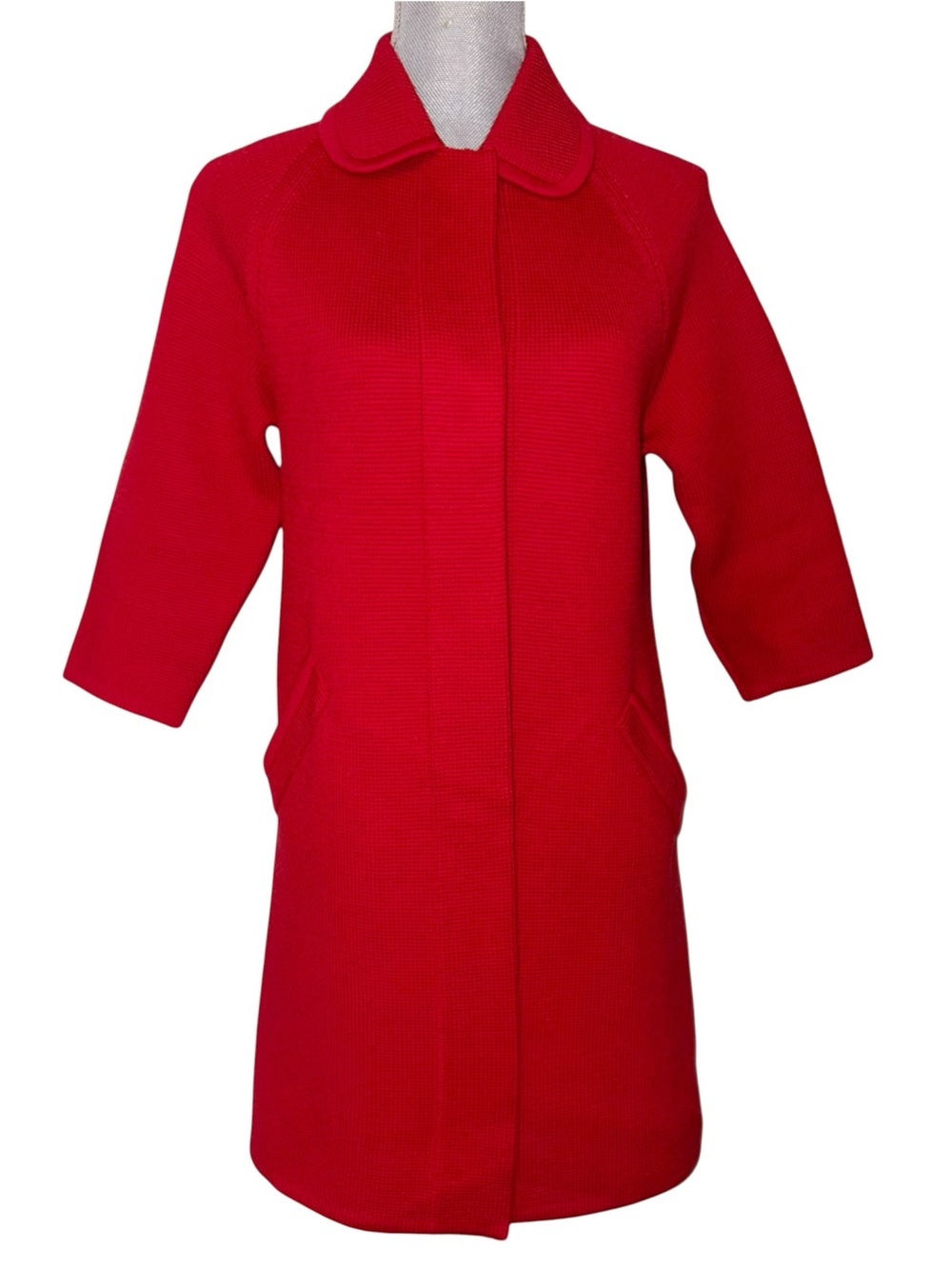 Vintage 60s Dorce LeRoy Knitwear Red Wool Coat Jacket